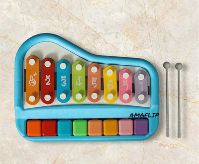 Amaflip 2 in 1 Baby Piano Xylophone Toy for Toddlers 1-3 Years Old, 8 Multicolored Key(Multicolor)