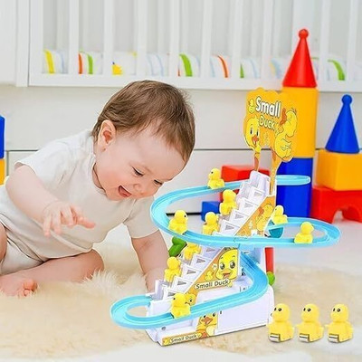 Meemaw Toys Sweet Music Colored lights Small Duck Climbing Cute Escalator Funny Track set(Multicolor)