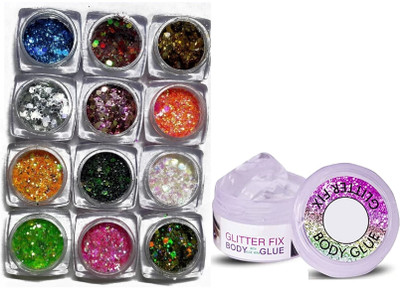 Yuency MultiUse Eye Shadow Glitter Powder Pigment Eye Makeup with glue(multi color)