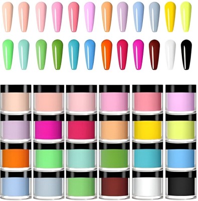 PEACORA 24 Colors Acrylic Nail Powder Set, Multi Colored Acrylic Powder for Nails(DIY Art Design 3D Manicure Extension Gifts for Women and Girls Multicolors)
