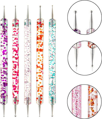 RUBY FACE 5 pcs Dotting Pen Marbleizing Tool 2-Way Nail Art(multicolor)