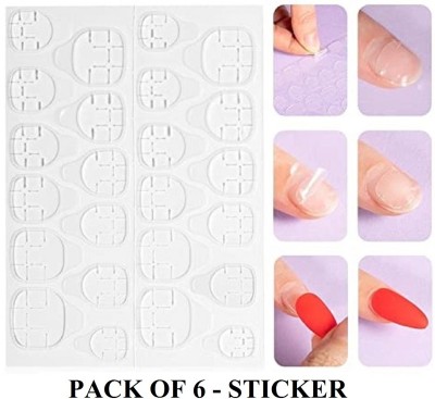 CartKing 6 Sheets Nail Tabs (6x72 pcs) - Double-Sided Transparent Adhesive for Fake Nails(Transparent)