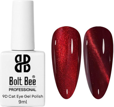BOLT BEE 9D Magnetic Cat Eye Gel Nail Polish, Professional Salon-Grade Glitter,9ml(Red)