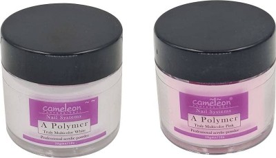 Cameleon Acrylic Powder combo , Crystal Nail Art Tip Builder 28gm(white,pink)