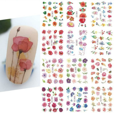 Qul.w 18 SHEETS 3D MIX Nail Art Stickers,mix Patterns(multi colour)