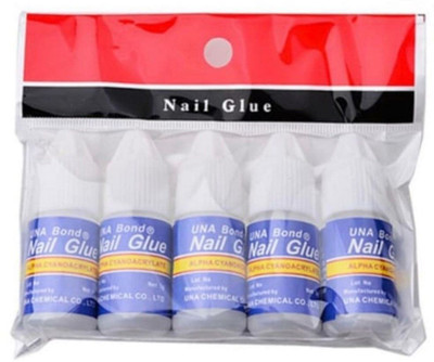 LOWPRICE 5Pcs Nail Glue For Artificial Nail Waterproof Nail Adhesive Bottle Acrylic nails Professional Nail Art Gum Fake Nails Extension(white)