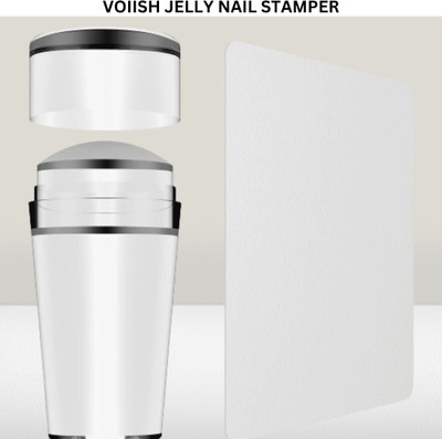 VOIISH Nail Art Stamper Clear Silicone Stamping Jelly with Scraper Transparent Visible(Transparent)