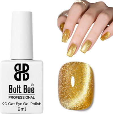 BOLT BEE 9D Cat Eye Gel Nail Polish UV/LED Gel, Long-Lasting, High Shine(Gold)