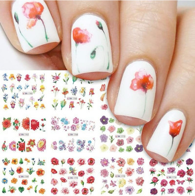 Qul.w 24 sheet 3D MIX Nail Art Stickers,mix Patterns designs(multicolour)