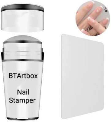 Btartbox Soft Silicone Nail Stamper Scraper Nail Art Tool Nail Art Stamper(Transparent)