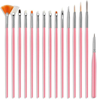 HAYAGRIVA EXPORT 15 Pcs Professional Nail Art Design Painting and Drawing UV Polish Brush(MULTI)