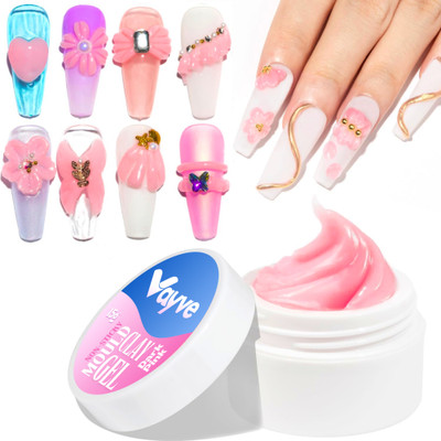Vayve 3D Moulding Nail Art Clay Gel - Non-Sticky, Perfect for Extensions & Designs(Create Stunning Nail Extensions & Patterns - Dark Pink)
