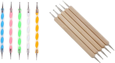 Nyvaan 5 Pcs 2 Way Usable Marbleizing Nail Art Dotting Pen tool For Girls For Nails Art(Multicolor)
