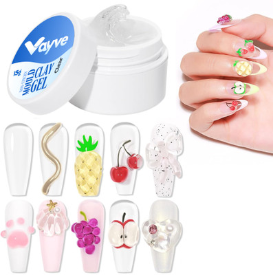 Vayve 3D Moulding Nail Art Clay Gel - Non-Sticky, Perfect for Extensions & Designs(Create Stunning Nail Extensions & Patterns - Clear)