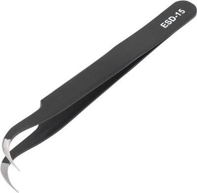 RUBY FACE ESD Tweezer, ESD-15 Anti-Static Non-magnetic Tweezers,Curved Tip/Stainless Steel(multicolor)