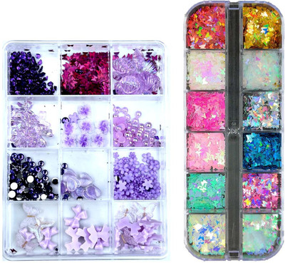 Lmd Combo Pack of Purple Nail Art Grid and butterfly grid(Multicolor)