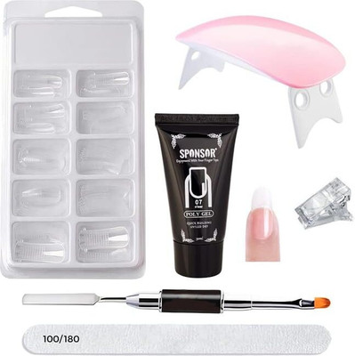 M Trading Extension Kits Set 1 Polygel Tube 100 Clear Nails 1 Buffer 2 Dual Ended Spatula(multicolor)
