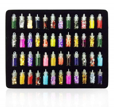 Grapits Nail Art Sequins Glitter Stickers Powder Manicure Polish Mixed Design Case Set  (Multicolor) For Rs. 128 @ 79 %