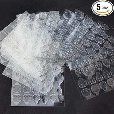 Miss Hot 5 Sheets Double-side Nail Glue Sticker Transparent Flexible Fake Nails Tips(Transparent)