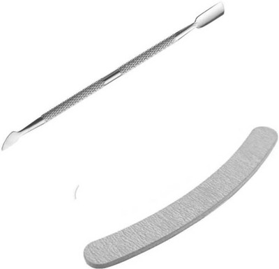 virkart Cuticle Pusher And 1 High Quality Nail Filer(silver)