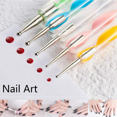 JAMBH Double Ended Nail Dotting Tool for Nail Art – 5 Pcs Set(MULTICOLOUR)