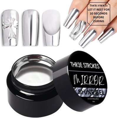 THR3E STROKES Mirror Shine Gel Metallic Silver Gel Metal Painting Mirror Nail gel for Nail Art(Silver)