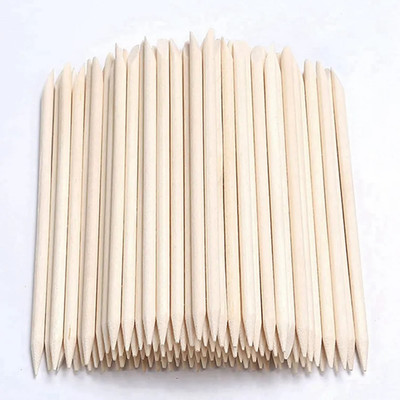 Gleevia 50pc Orange Wooden Sticks Double Sided Multi Functional Cuticle Pusher & Remover(Wooden)