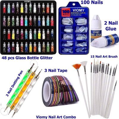 javik Nail Art Combo Kit Nail Extension Glitter ( Pack Of 6 Items )(Multicolor)