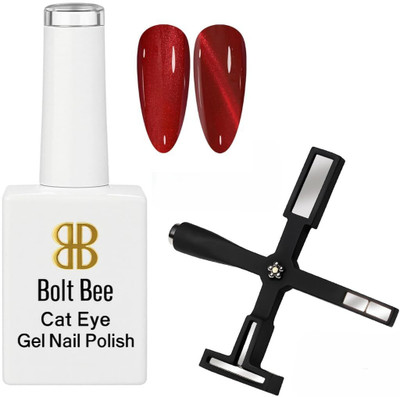 BOLT BEE Cat Eye Gel Nail Polish with 5 in 1 Magnet Set Magnetic Gel Polish for 3D Effect(Bloody Red)