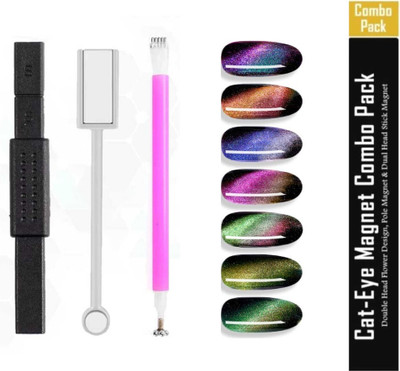 NAILWIND 3Pcs 3D Cat Eyes Nail Art Magnetic Pen Set Double Head Magnet Stick UV Gel(Magic Manicure Tools For DIY&Salon)