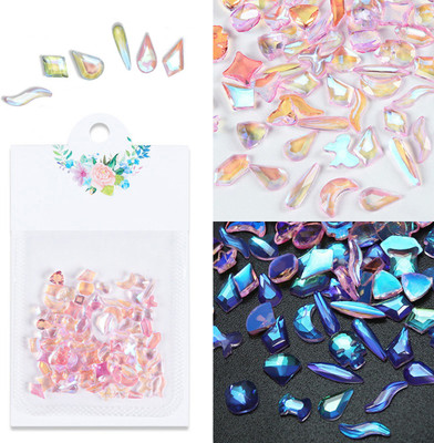 S.A.V.I 100 Pcs 3D Nail Manicure Light Color Change Mixed Shapes Nail Art Crystals(Multicolor)