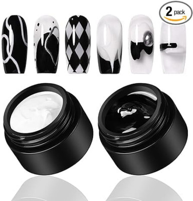 K.Y.L.Plus Black & White Spider Gel Nail Art Combo (2-Pack, 8g Each)(balck and white)