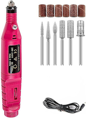 Syco Style Electric Nail Drill Machine Kit, USB Powered, Pink, 6 Bits(Pink)