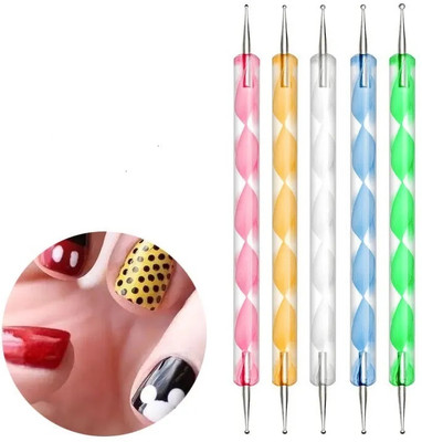 Wonholli 5pcs 2 Way Nail Dotting Marbleizing Tool Set(Multicolor)
