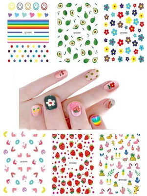 HINSHITSHU Perfect Look of 3D Nail Art Sticker ( Set of 6 ) Multicolor(Multicolor)