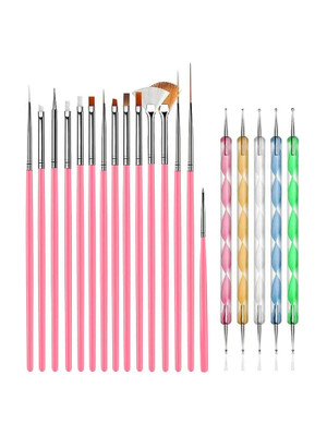 Koccido Nail Design Pink Brush With Dotting Pen/Drawing /Polish/ Nail Art kit(Multicolor)