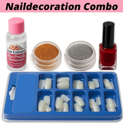 vizo Nail Decoration Kit – Silver & Golden Glitter Set for Manicure and Nail Art(Multicolor)