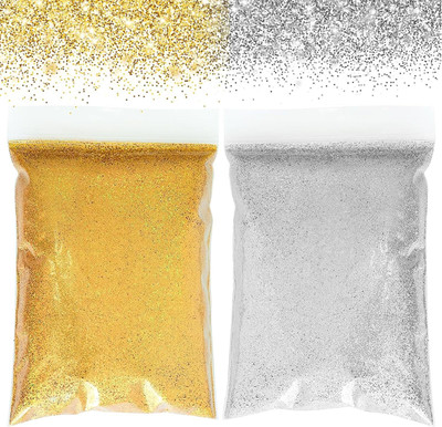 Mahir Glitter 200g Fine Glitter Powder, Diy Craft Glitter & Arts Decoration Glitter Powder.(Silver & Golden)