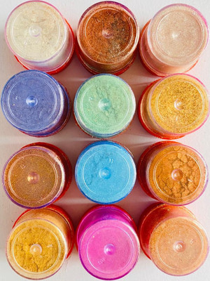 Mahir Glitter VOZWA Face and Eye Shimmer Powder and Glitter Powder (Pack of 12 Pcs)(Multi Color)
