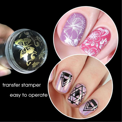 FELICECHIARA 3D Nail Stampers, Nail Scrapers and Replaceable Stamper Heads, 100-Time Using(Transparent)