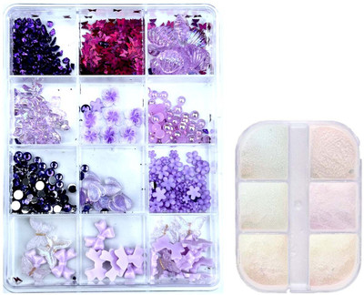 StyleShark Combo Pack of Purple Nail Art Grid and Chrome Grid(Multicolor)