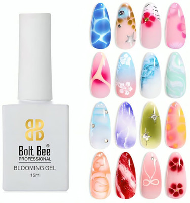 Boltt Bee Nail Blooming Gel , UV LED Polish, Marble Watercolor Effect, Floral Print Design(clear)