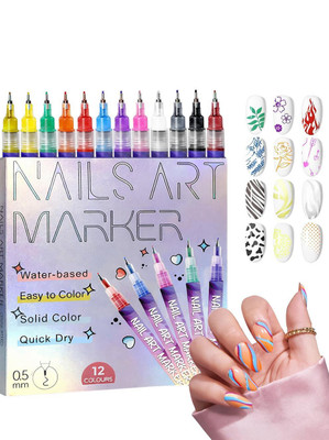 Velmi Nail Art Marker Pens Set | 12 Colors Ultra Fine DIY Nail Tools(DIY Nail Painting | Nail Art Kit for Women & Kids | Multicolor)