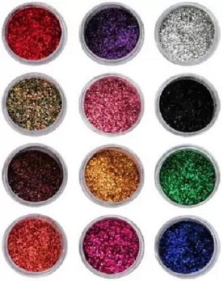 Zhunmun Colourful Sparkles Nail Fabulous Art Glitter dust Powder 12 Pcs (Multicolor)(multicolor)