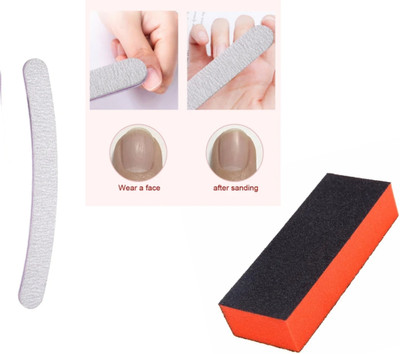 she pro Nail Art Shiner Buffer Block Orange Buffing and 1 Nail Filer (Set of 2)(multicolor)