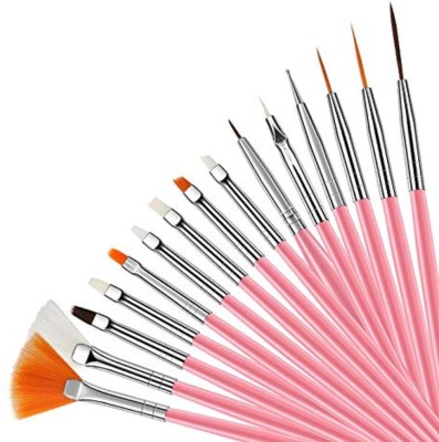 Sminakh 15 Pcs Nail Art Acrylic Brush Set Painting Pen Art Salon Brush Tools Nail Decoration Kit(multicolour)