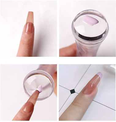 FELICECHIARA Best Nail Stampers, Nail Scrapers and Replaceable Stamper Heads, 100-Time Using(Transparent)