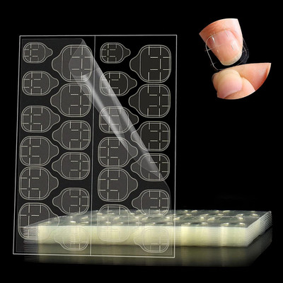 Cosluxe Double-side Glue Nail Sticker Adhesive Flexible Fake Nail Tips 3 Sheet-72pcs(Transparent, Clear)