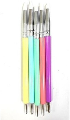 banira Nail Art Dotting Tool & Brush Dual For Decoration Set of 5 Pieces(Multicolour)