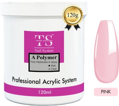 THR3E STROKES Acrylic Powder Crystal Nail Art Tips Builder Acrylic Nail Powder 120g(PINK)